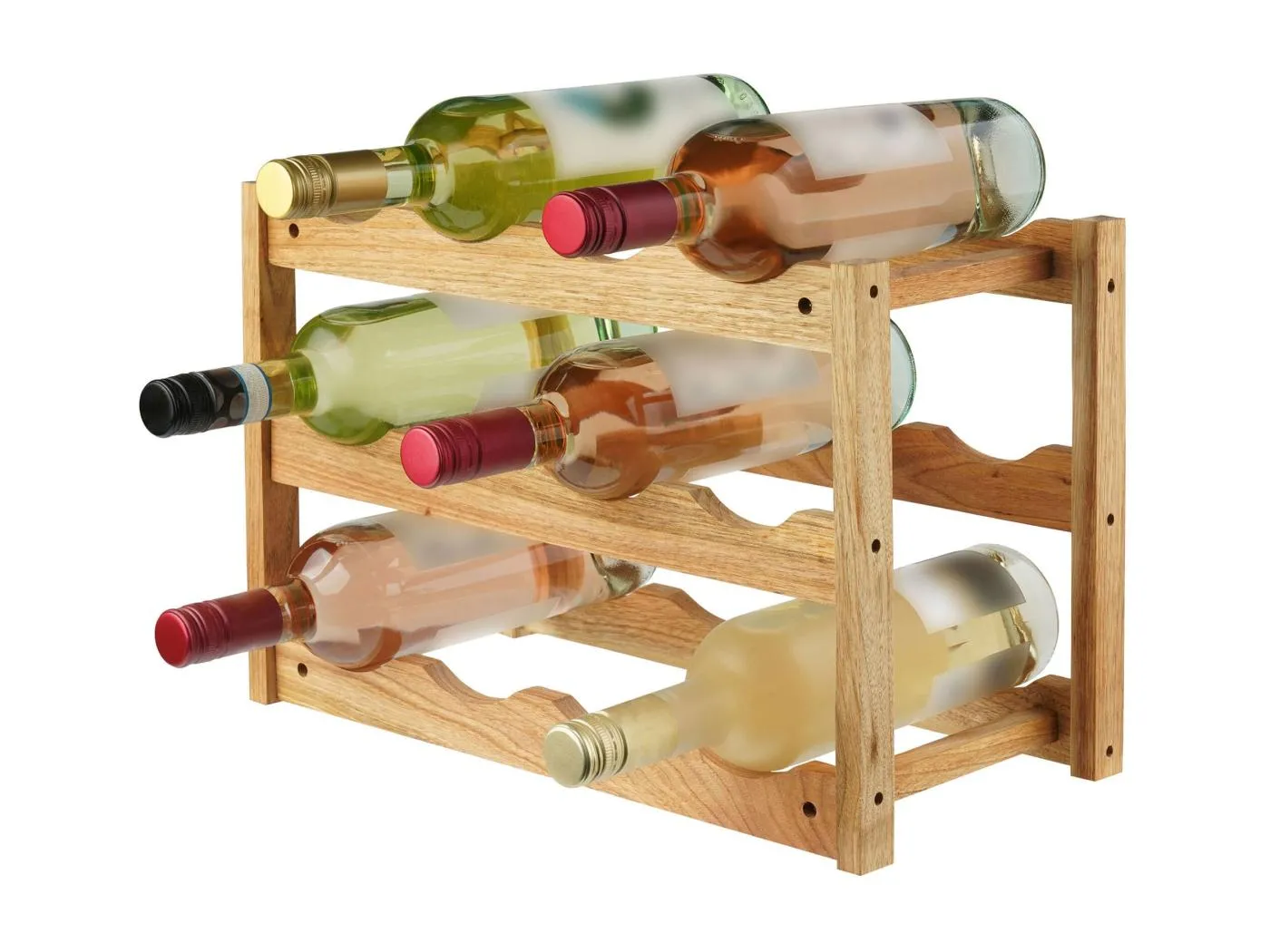 Weinregal - Holz & schwarz - walnuss - Morena