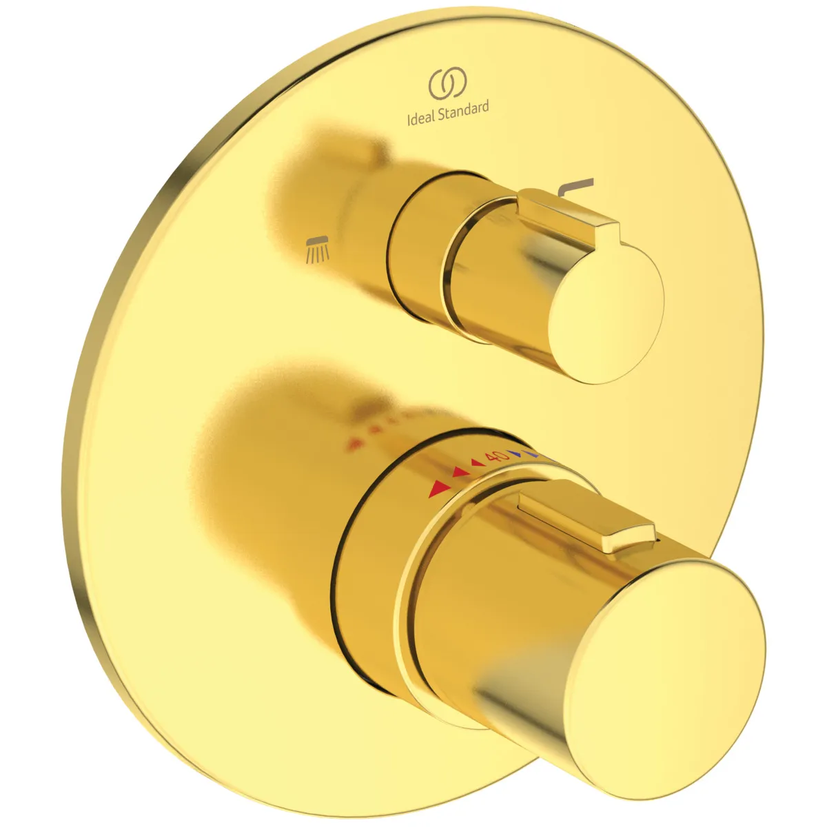 Badethermostat Unterputz Ceratherm T100, Bausatz 2, DIN EN 1717, Rosette Durchmesser: 163mm, Brushed Gold