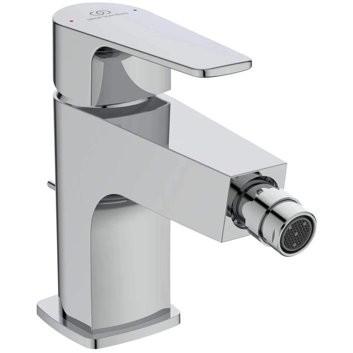 Bidetarmatur Cerafine D, mit Ablaufgarnitur, Ausladung 125mm, Chrom