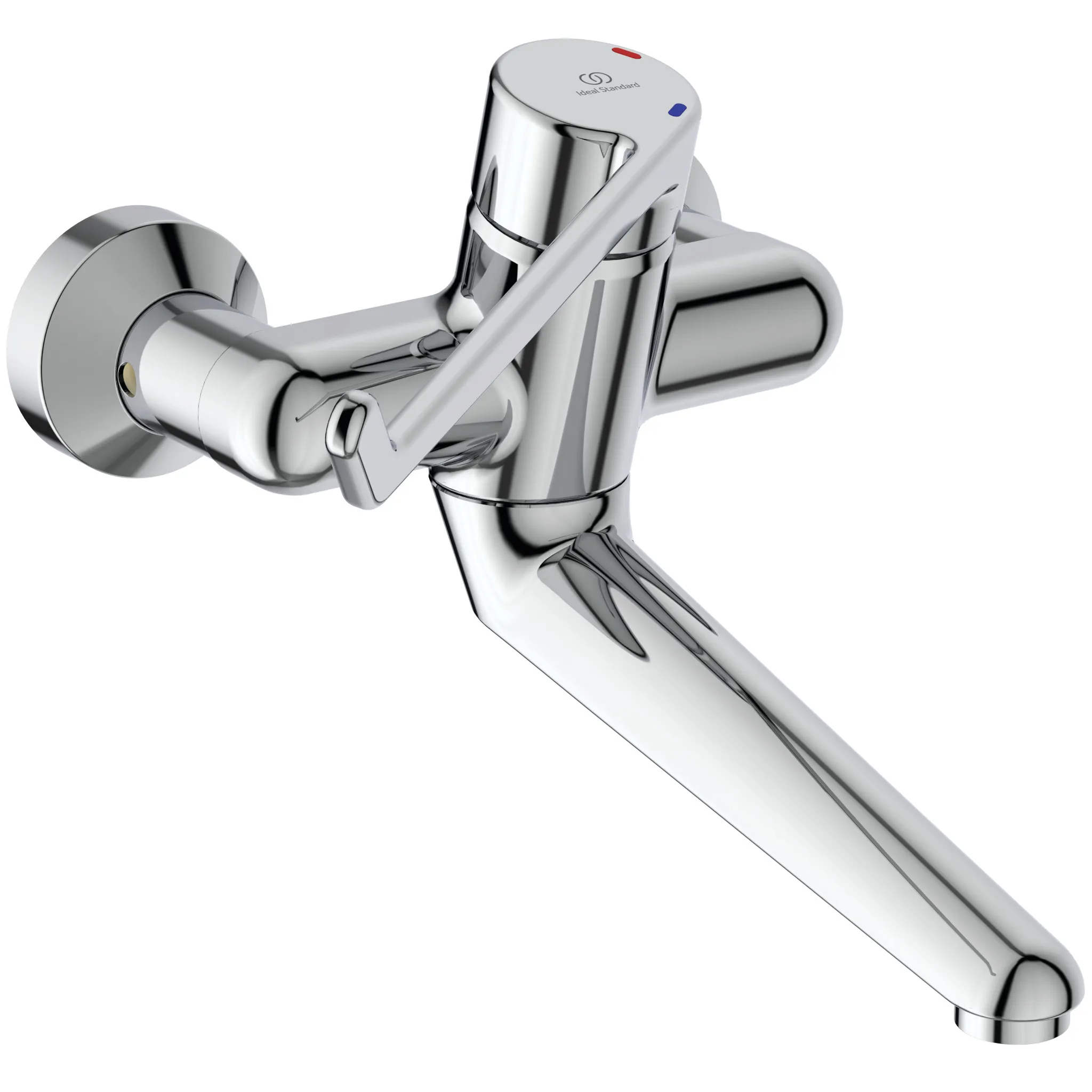 Wandwaschtisch-Sicherheitsarmatur Ceraplus, absperrbarer S-Anschluß, Hebel 230mm, Ausladung 200mm, Chrom