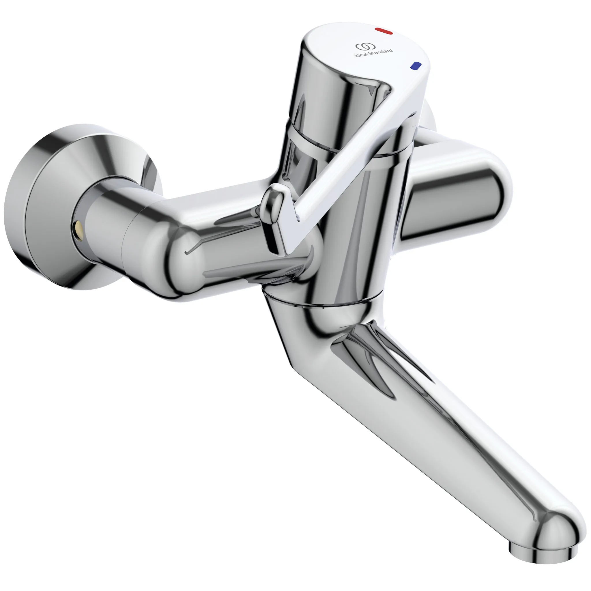 Wandwaschtisch-Sicherheitsarmatur Ceraplus, absperrbarer S-Anschluß, Hebel 180mm, Ausladung 150mm, Chrom