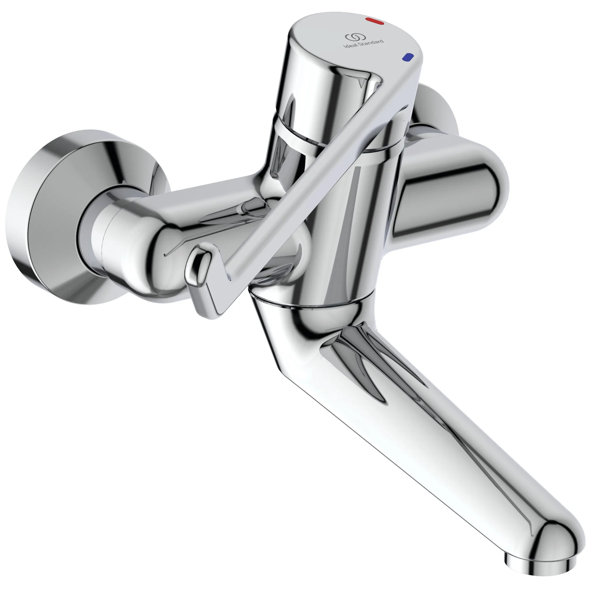 Wandwaschtisch-Sicherheitsarmatur Ceraplus, nicht absperrbarer S-Anschluß, Hebel 230mm, Ausladung 150mm, Chrom