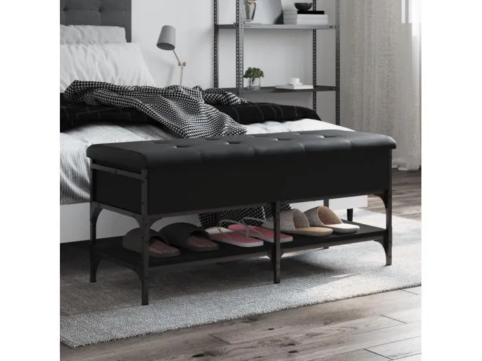 Schuhbank Schwarz 102x42x45 cm Holzwerkstoff