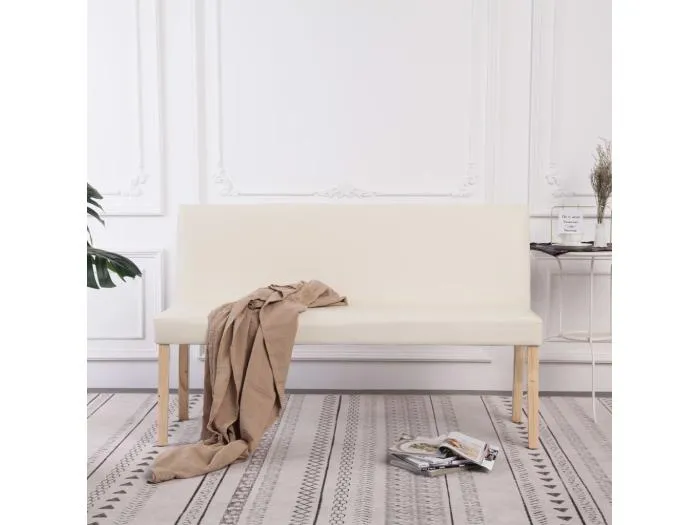 Sitzbank 139,5 cm Cremeweiß Kunstleder