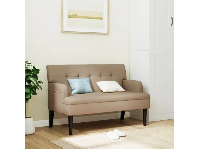 Sitzbank mit Rückenlehne Cappuccino 112x65,5x75 cm Kunstleder