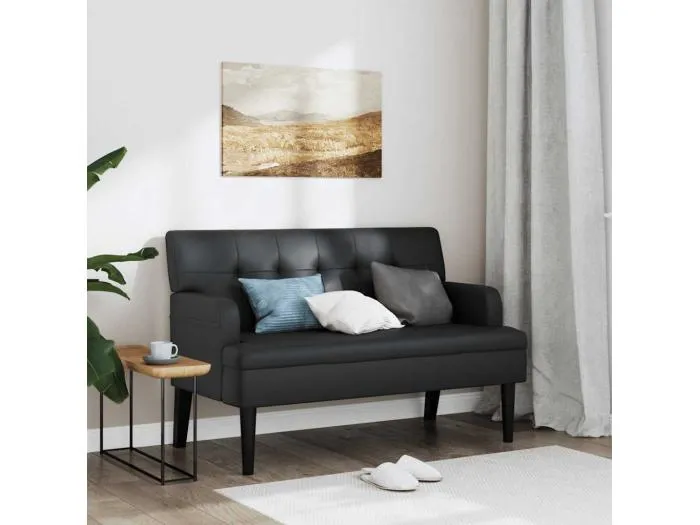 Sitzbank mit Rückenlehne Schwarz 112x65,5x75 cm Kunstleder