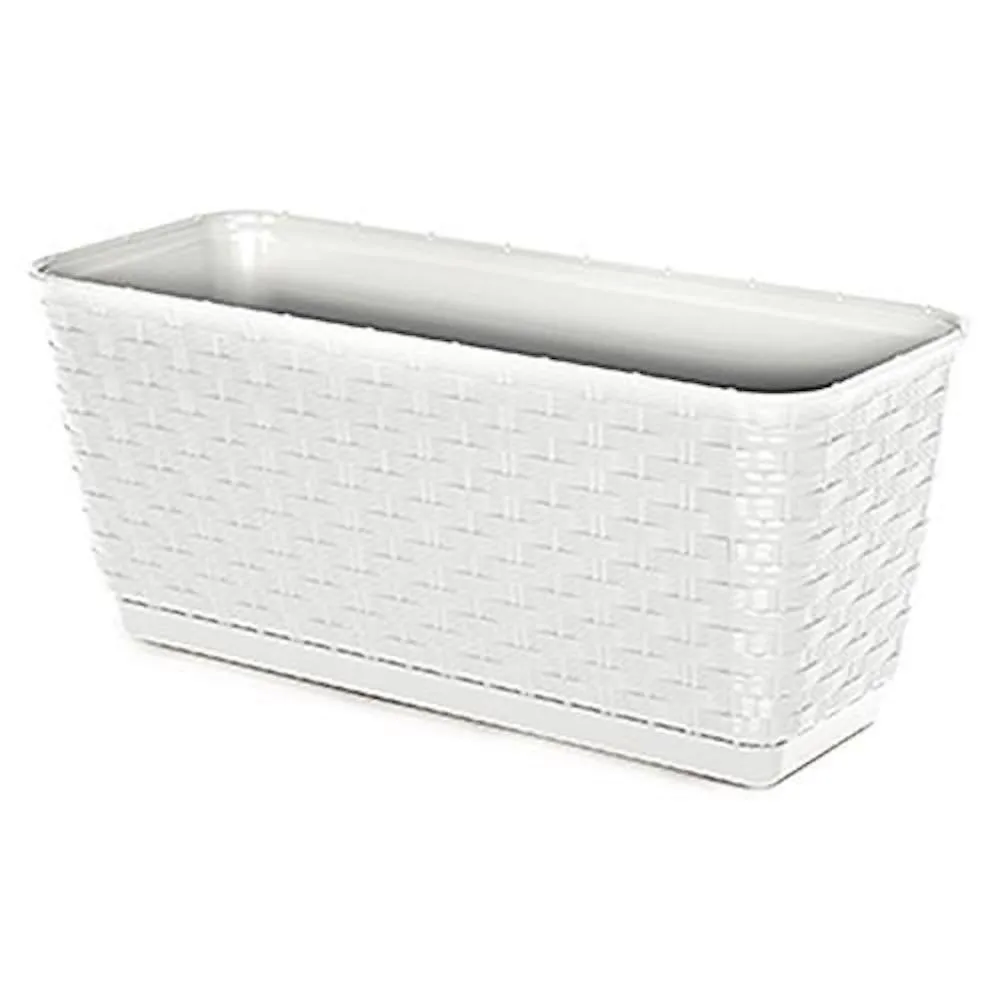 PROREGAL Blumentopf Rattan L-386mm W-154mm H-142mm 6lit.Rattola, weiß
