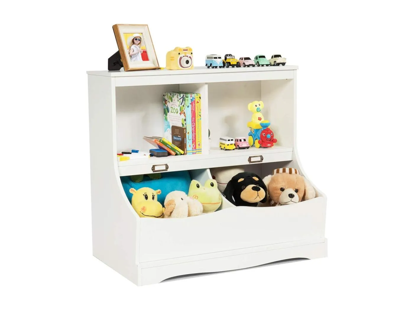 Kinderregal mit 4 Fächern Spielzeugregal Bücherregal für Kinder 67 x 40 x 62 cm Weiß