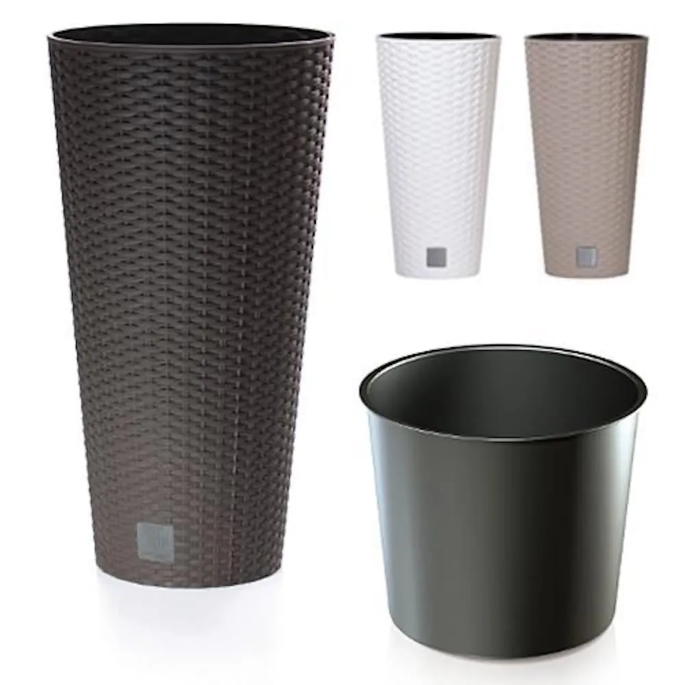 PROREGAL Blumentopf Rattan Rund 400mm 35/64Lit H -763mm Rato Tubus, cremig