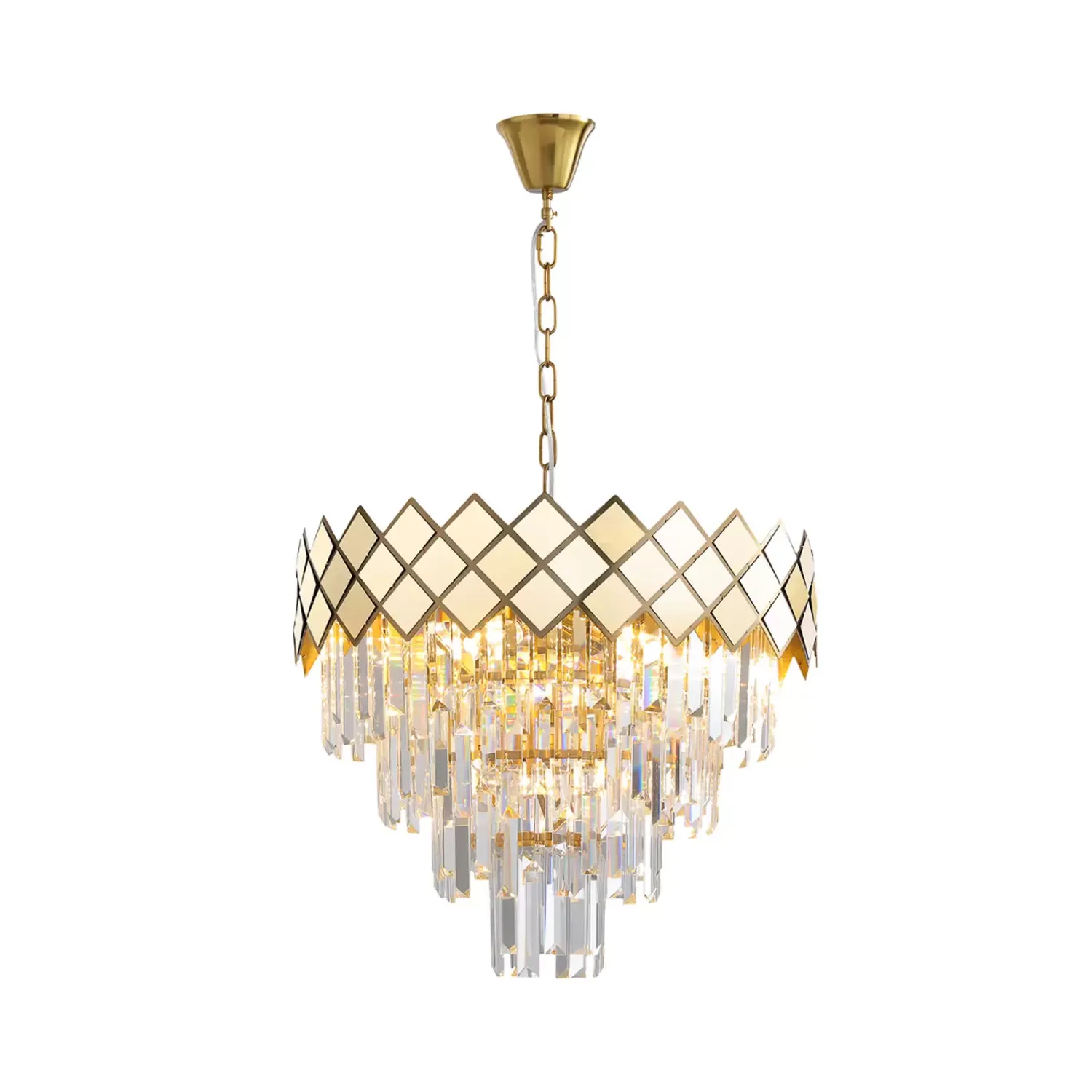 Hängelampe Carisma Metall Goldfarben Glaskristalle ø 50 Cm Deckenlampe Lampe B-Ware