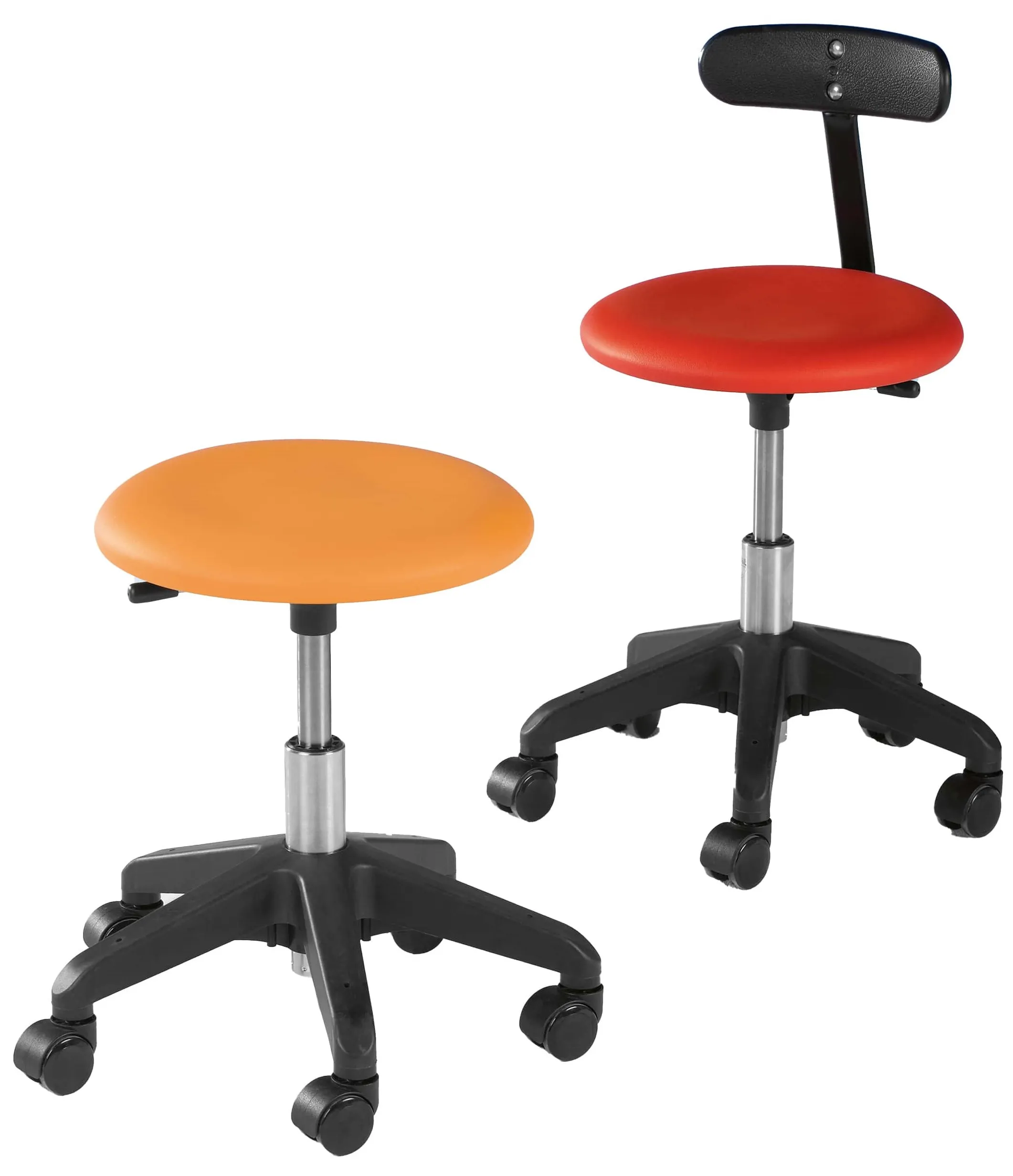 Höhenverstellbarer Drehstuhl "Carina", fahrbar, mit oder ohne Rückenlehne