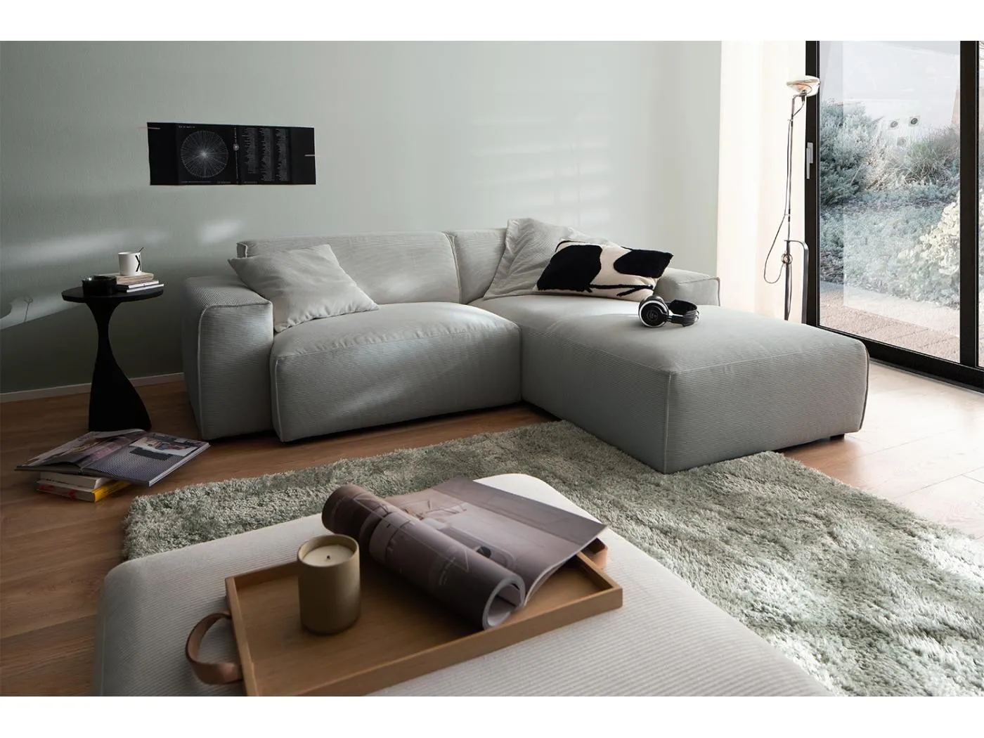 Ecksofa - Grau Cord - RANI