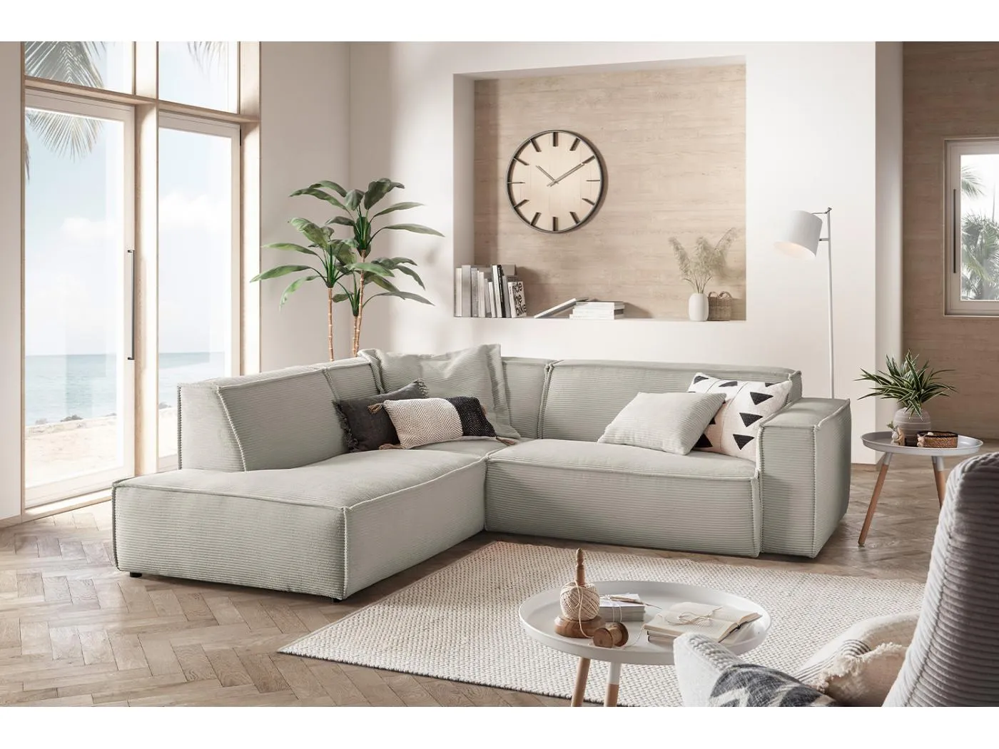 Ecksofa - Steingrau Cord - SAMU