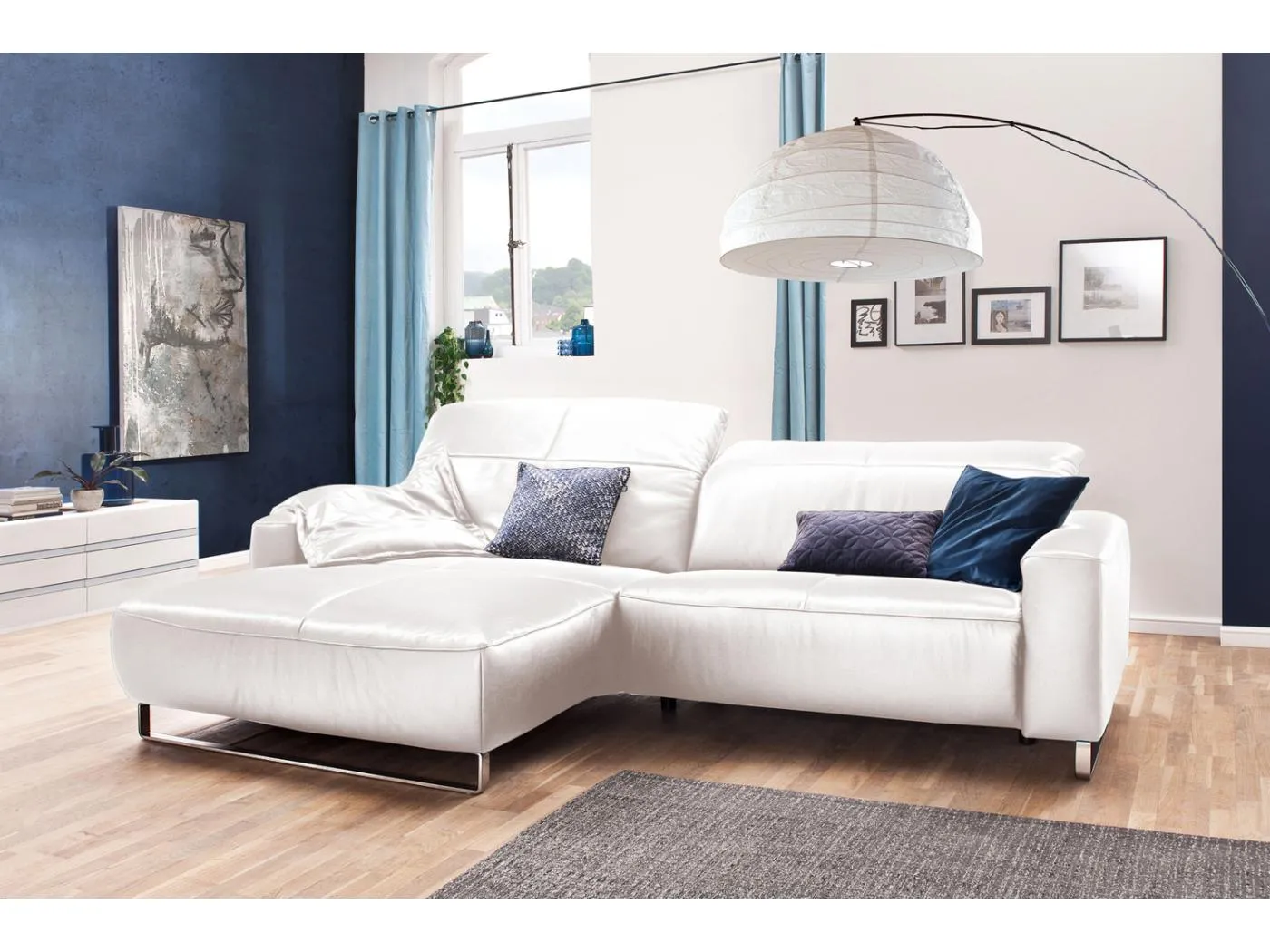 Ecksofa - Ecru Leder - YORK