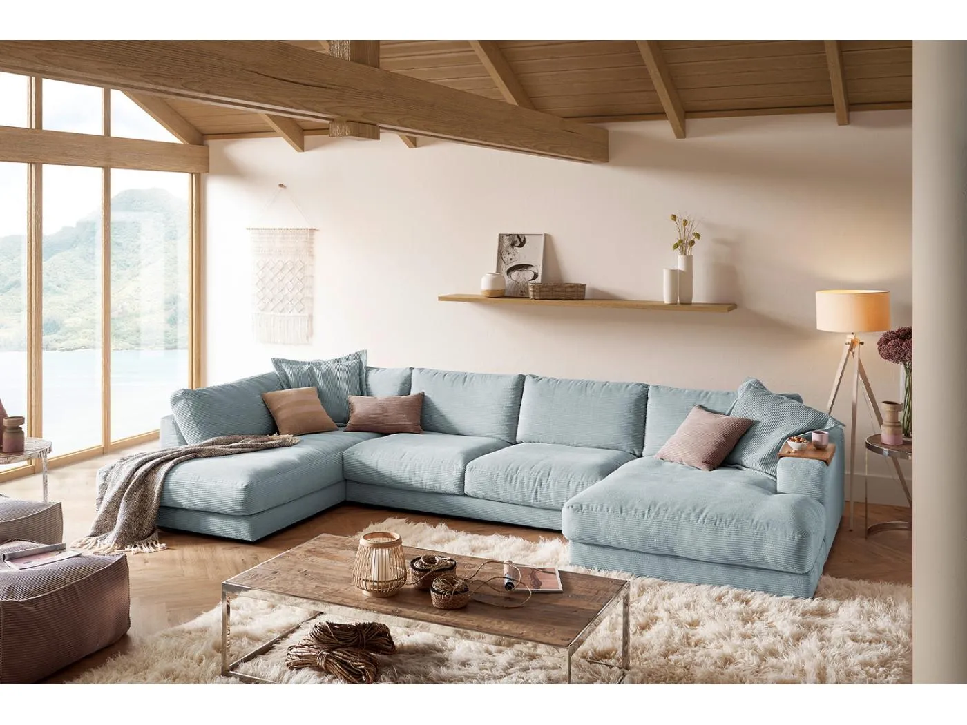 Wohnlandschaft - Hellblau Cord - MADELINE