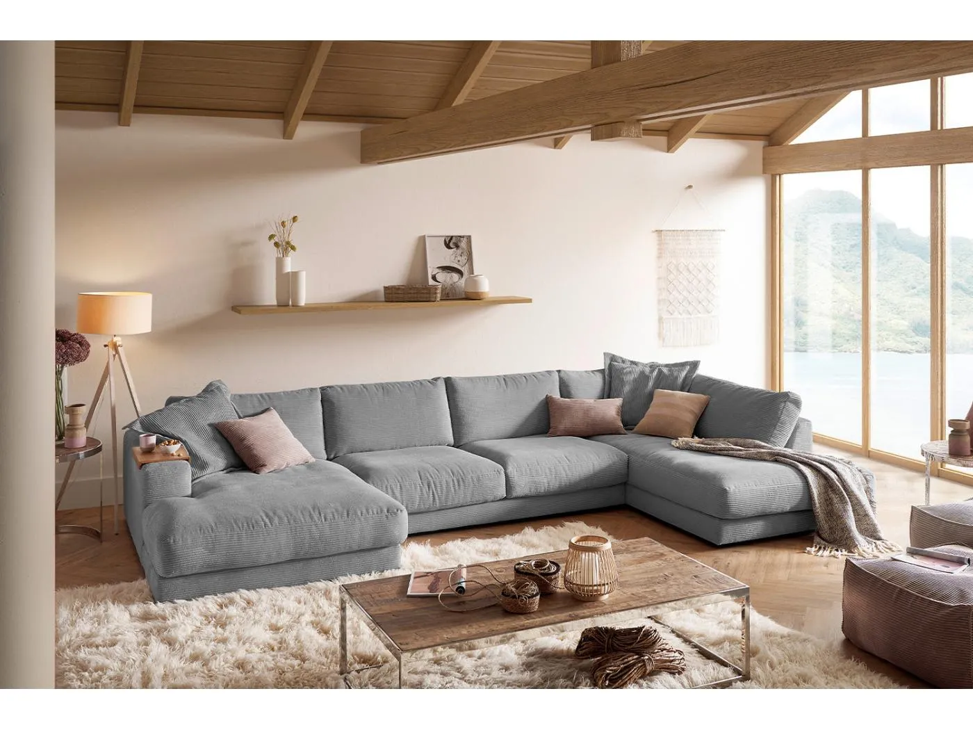 Wohnlandschaft - Grau Cord - MADELINE