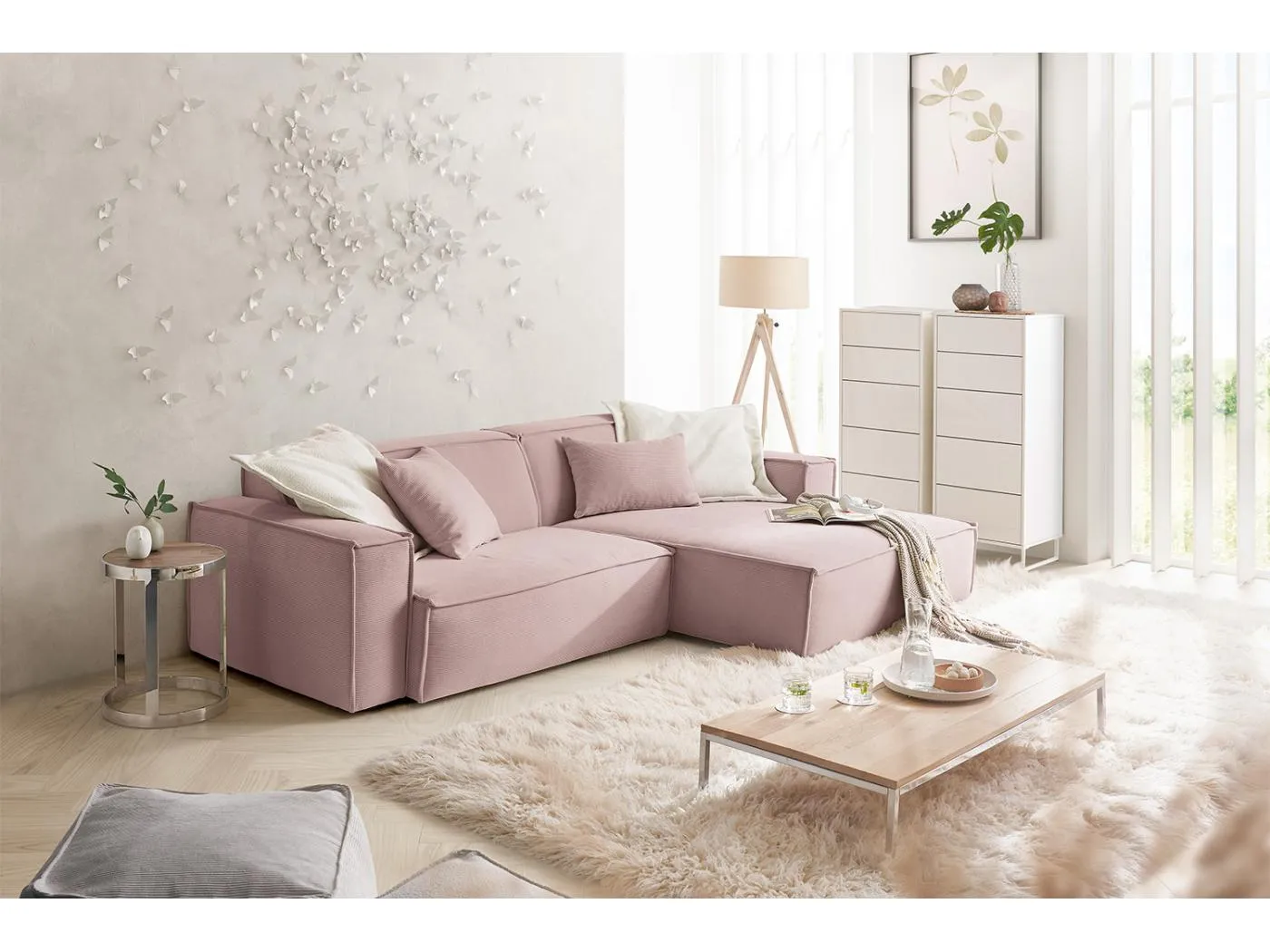 Ecksofa - Pink Cord - SAMU