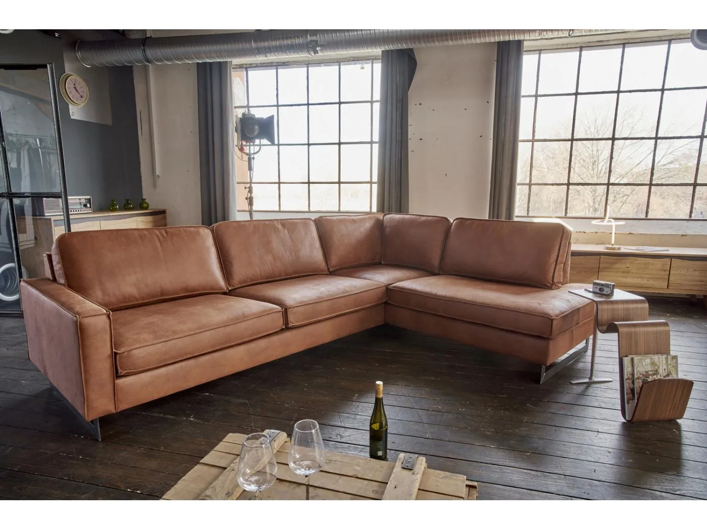 Ecksofa - Braun Kunstleder - VILNIUS