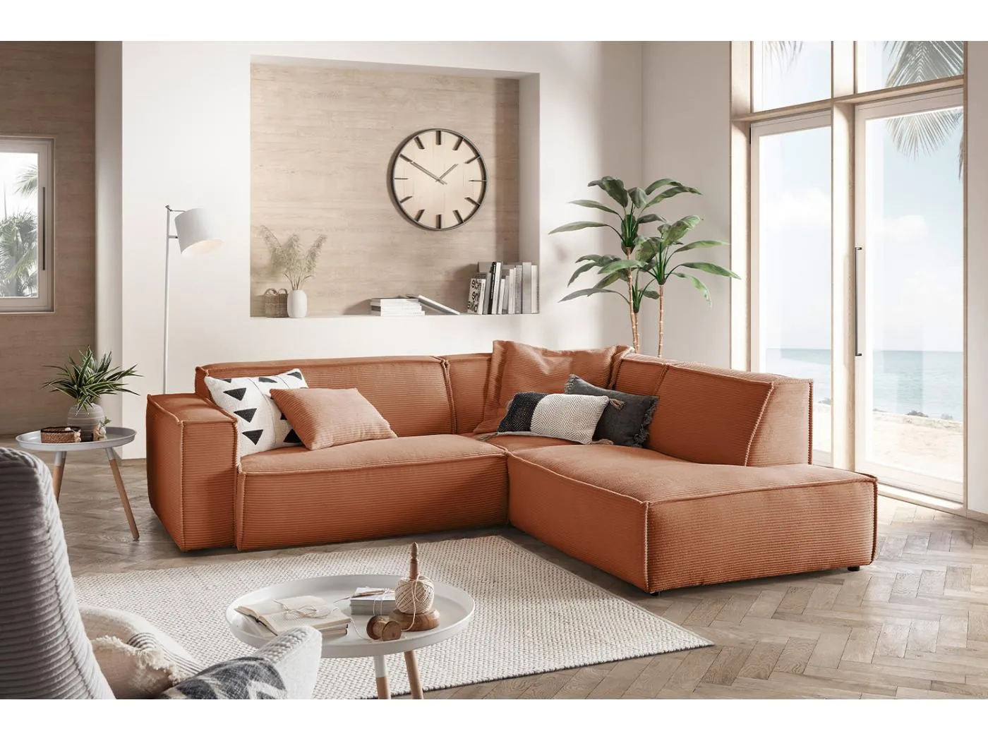 Ecksofa - Braun Cord - SAMU