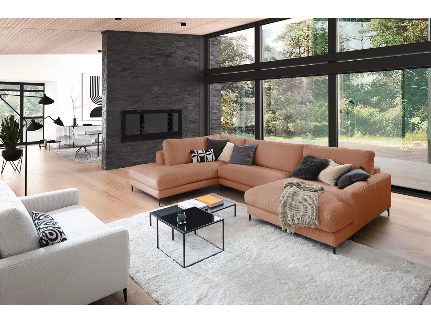 Wohnlandschaft - Braun Cord - CARA