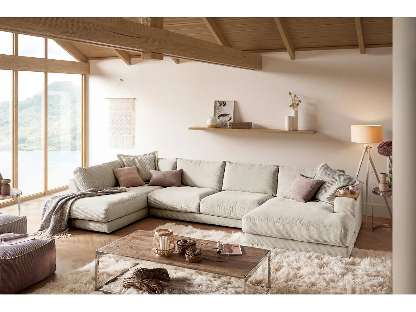 Wohnlandschaft - Cremeweiß Cord - MADELINE