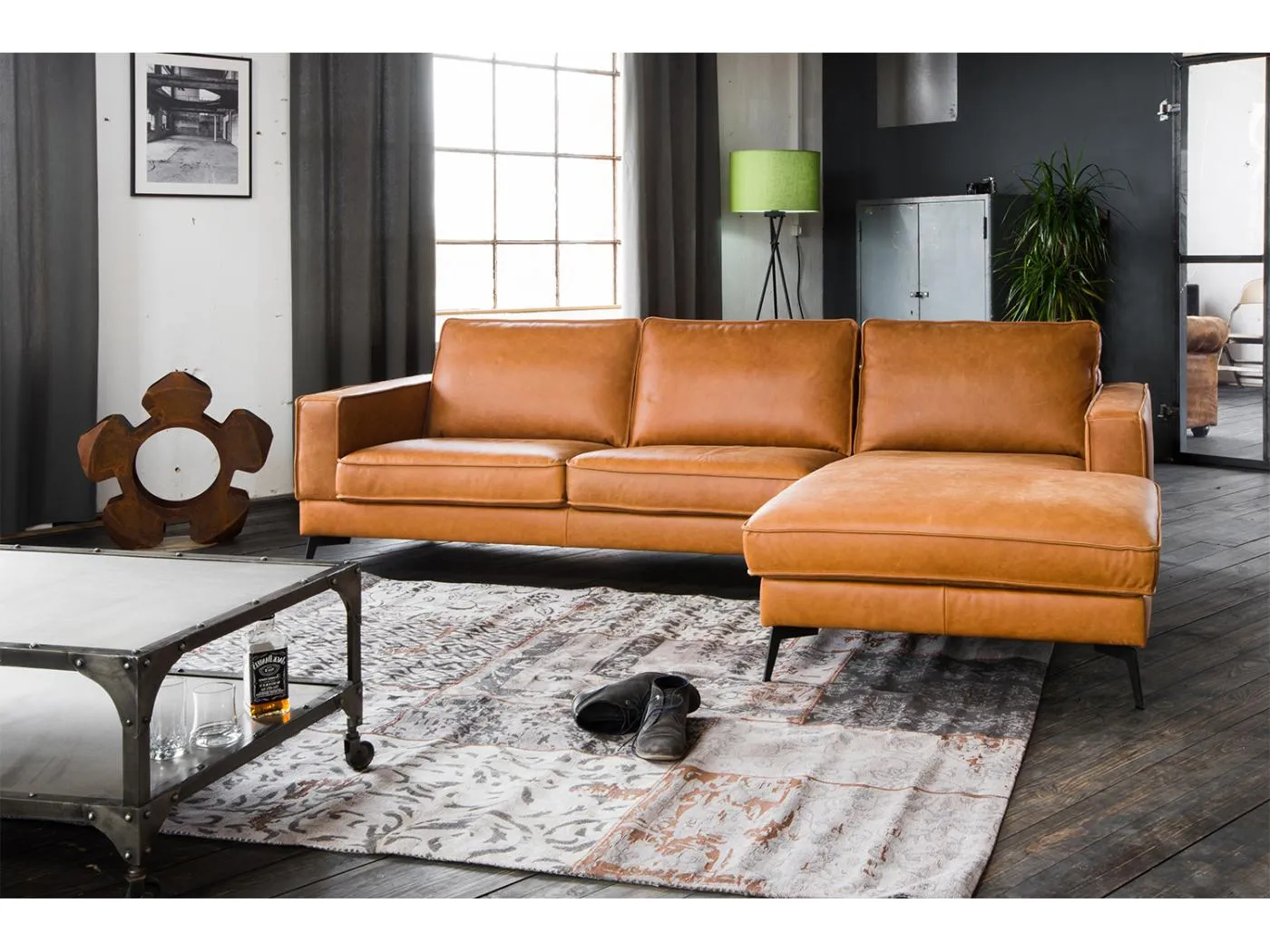 Ecksofa - Braun Leder - BLOOM