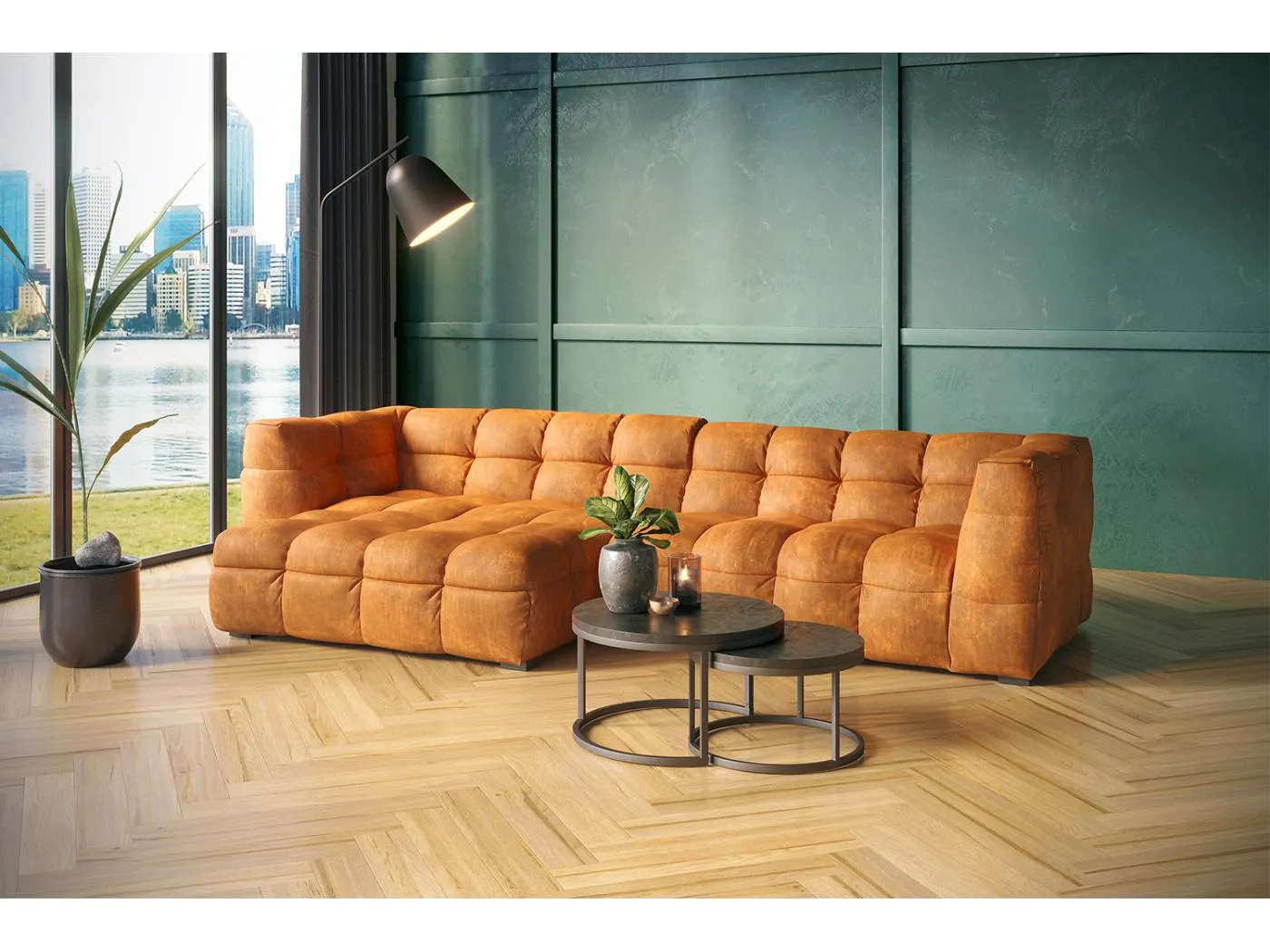 Ecksofa - Gold Velvet - ROSARIO