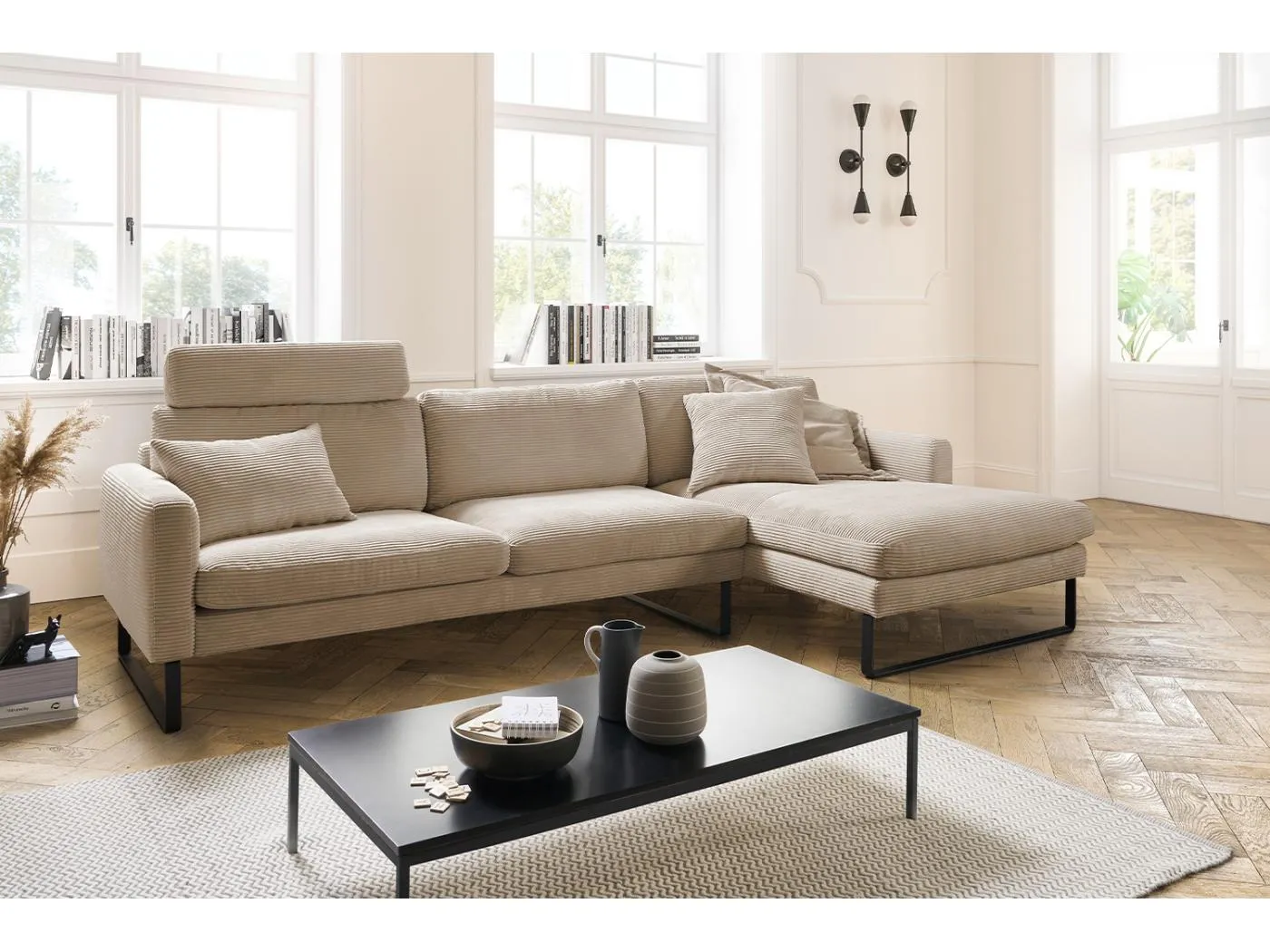 Ecksofa - Taupe Cord - RICARDA
