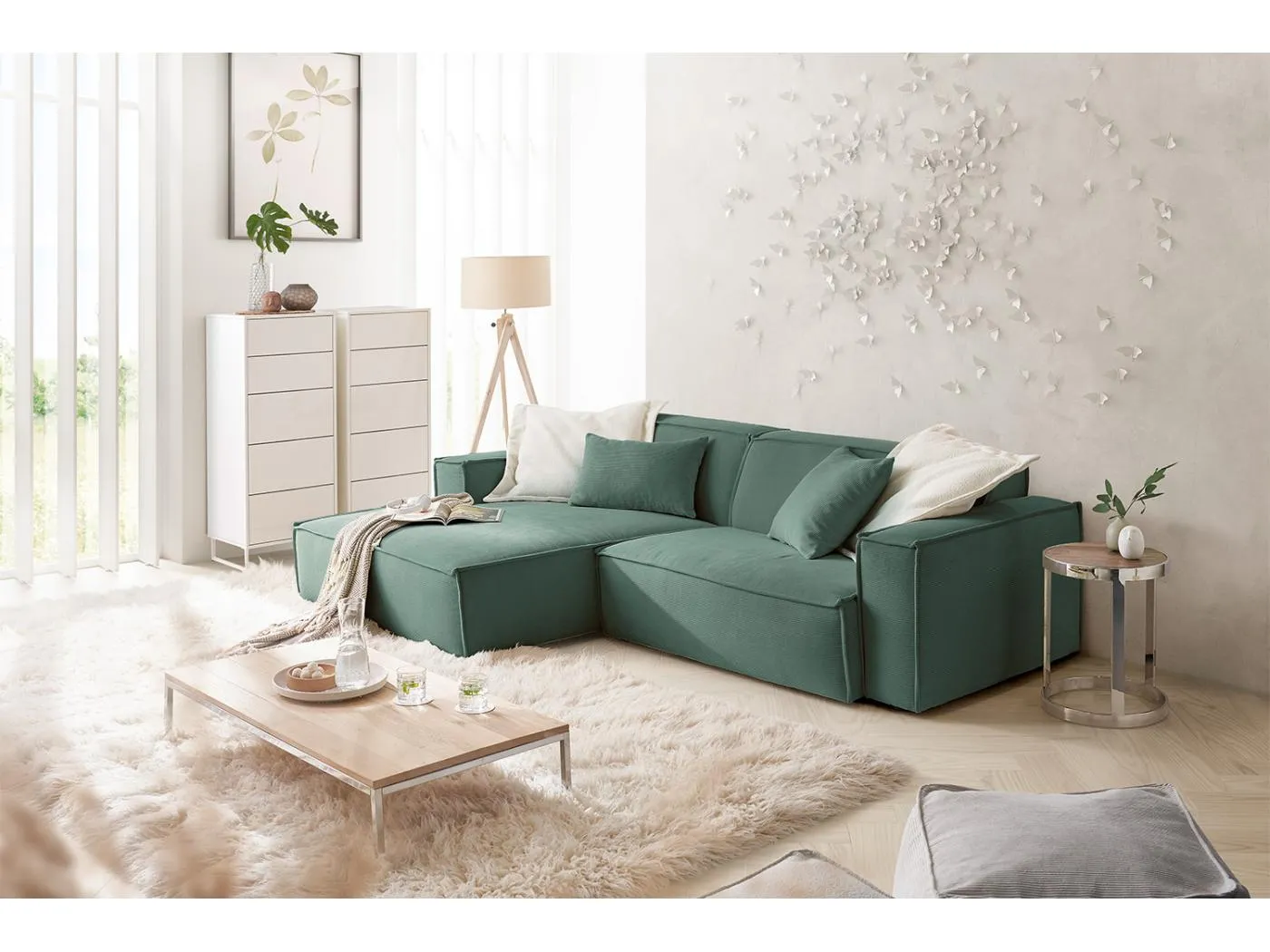 Ecksofa - Grün Cord - SAMU