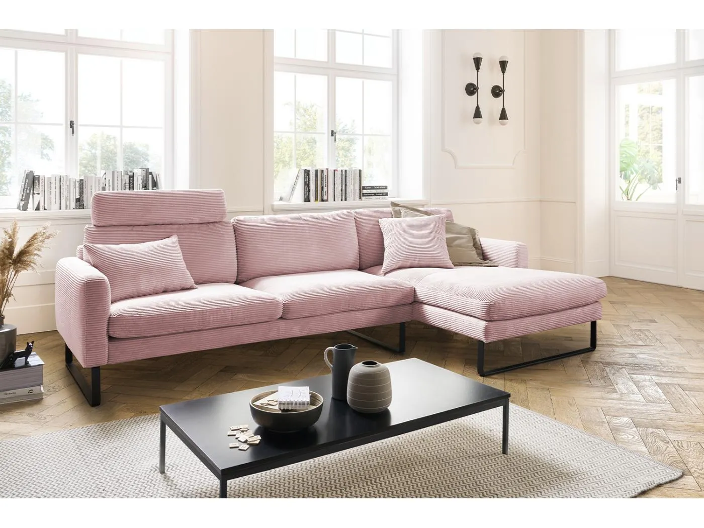Ecksofa - Pink Cord - RICARDA