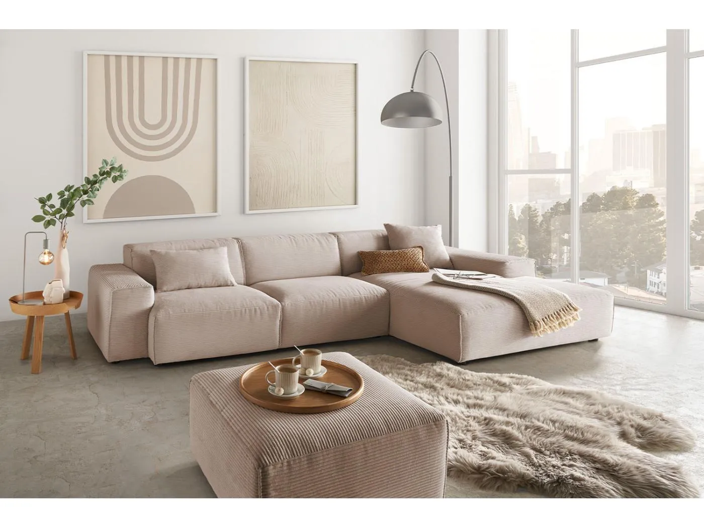 Ecksofa - Taupe Cord - RANI