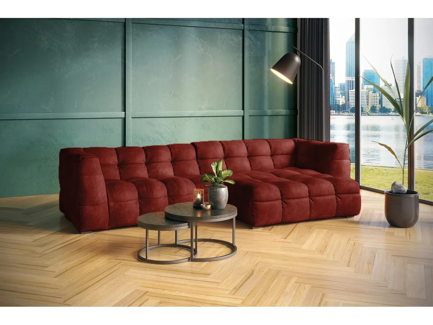 Ecksofa - Bordeaux Velvet - ROSARIO
