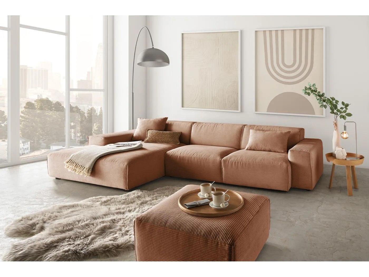 Ecksofa - Braun Cord - RANI