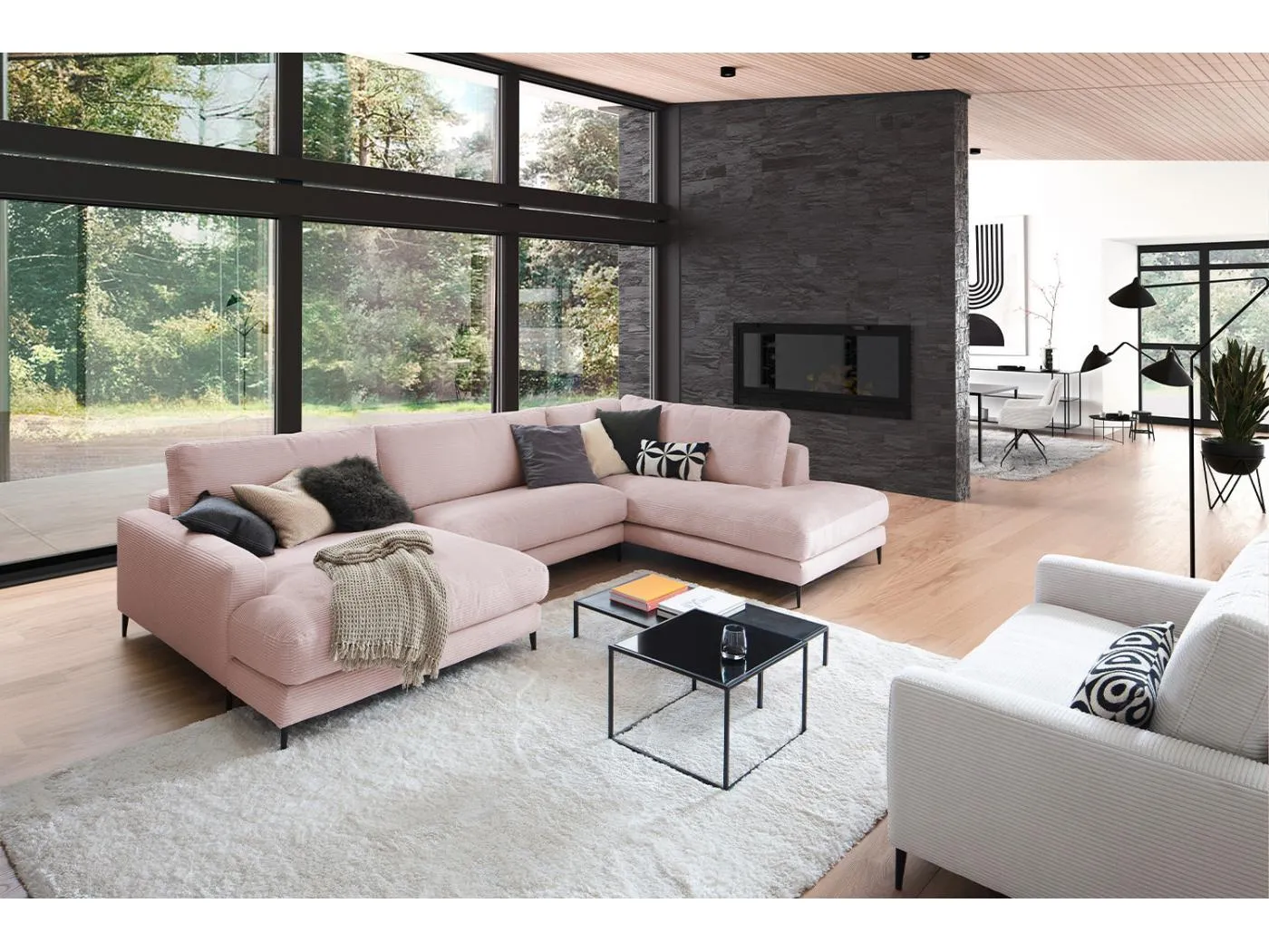 Wohnlandschaft - Pink Cord - CARA