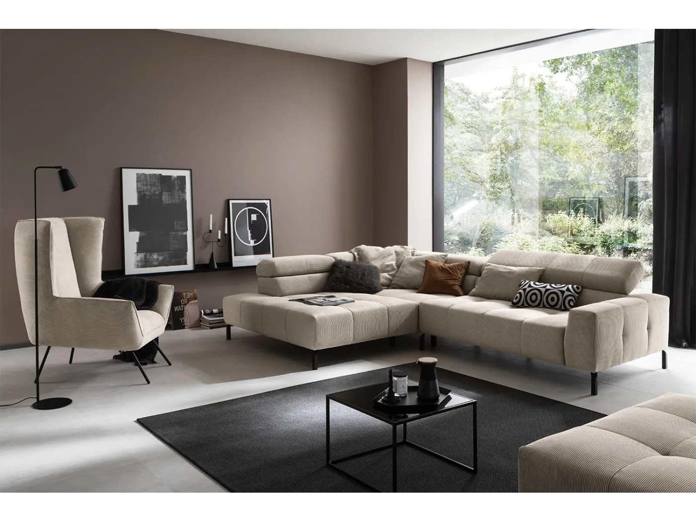 Ecksofa - Beige Cord - OHIO