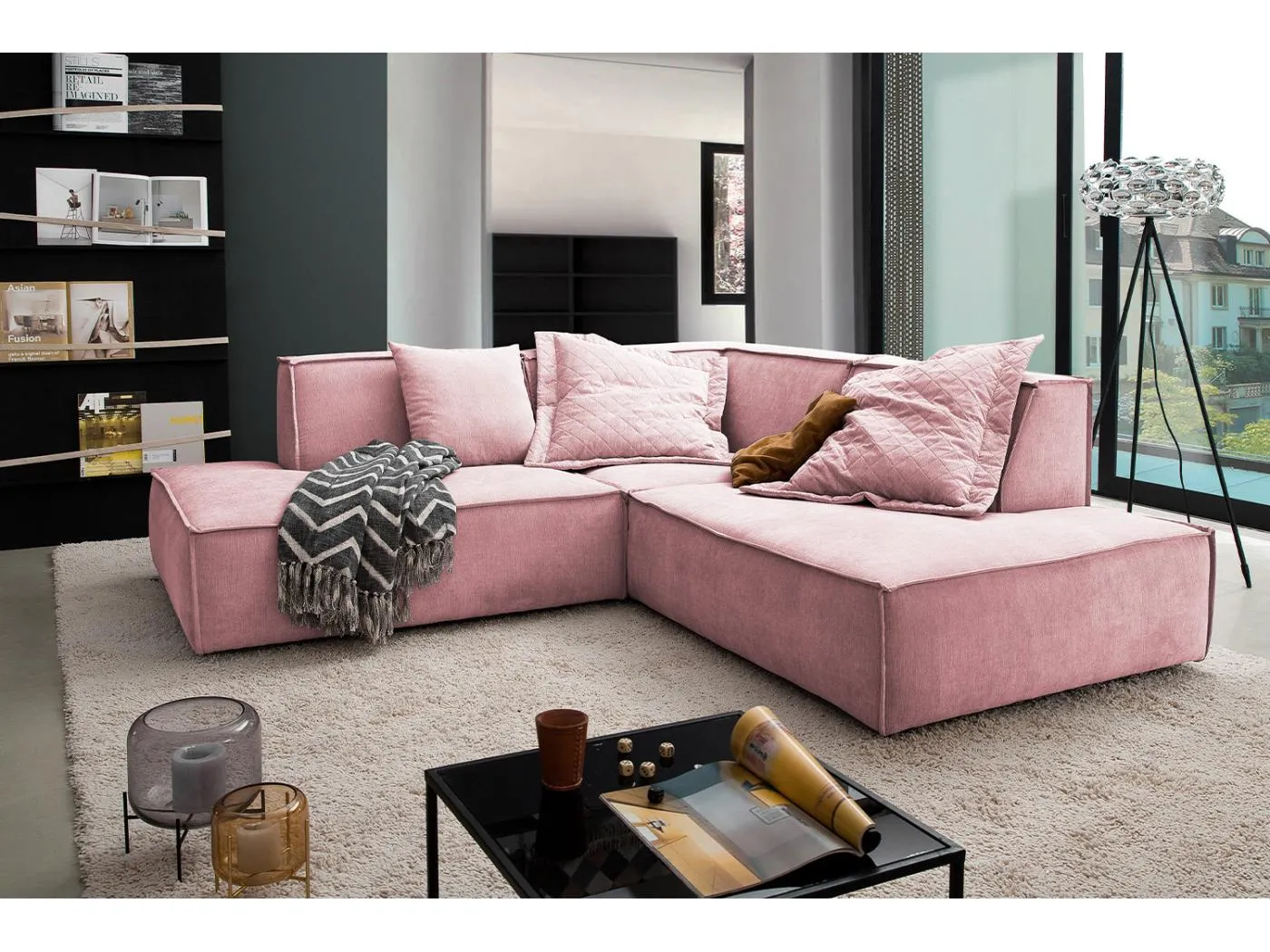 Ecksofa - Pink Webstoff - SAMU