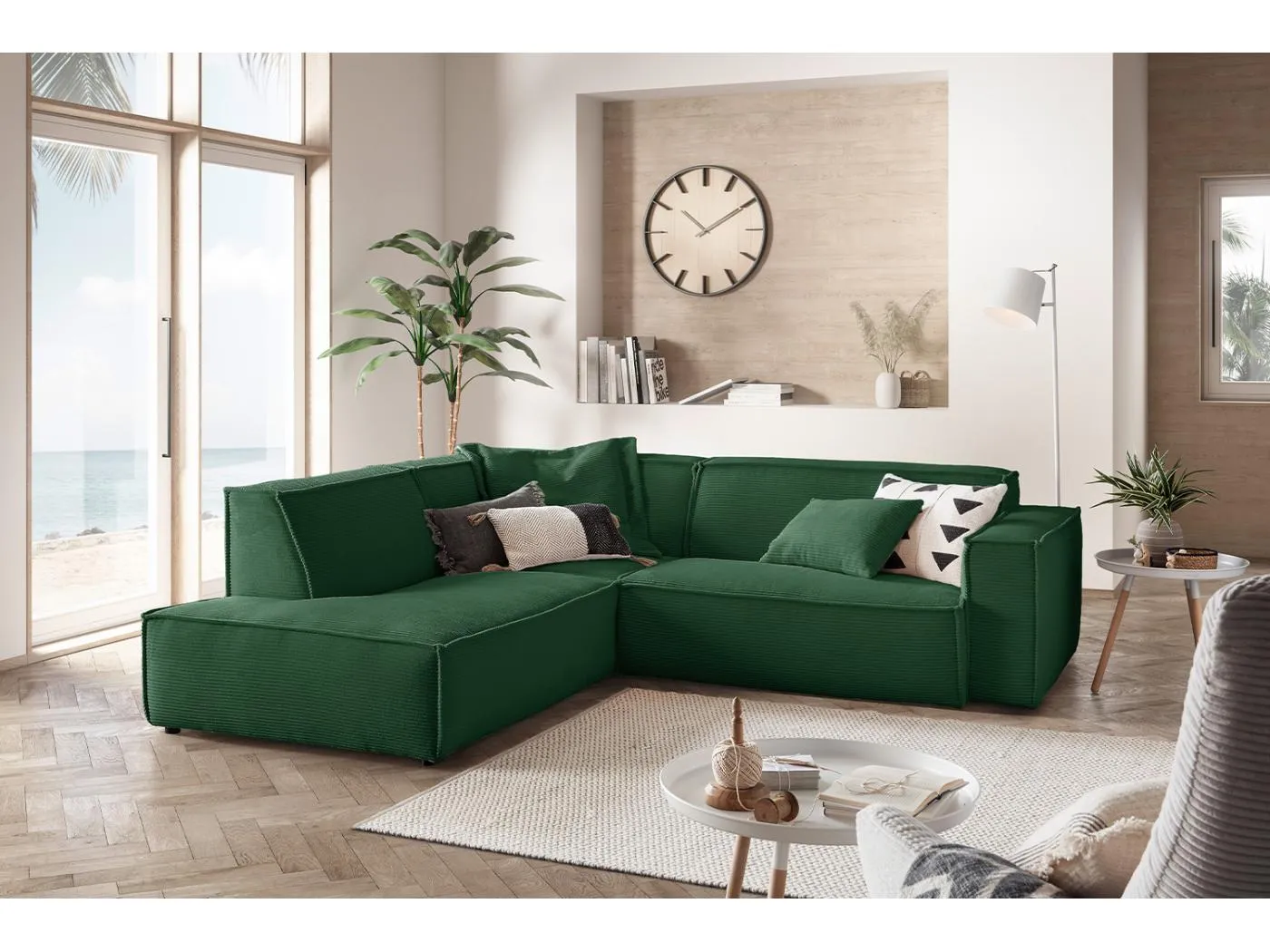 Ecksofa - Smaragdgrün Cord - SAMU