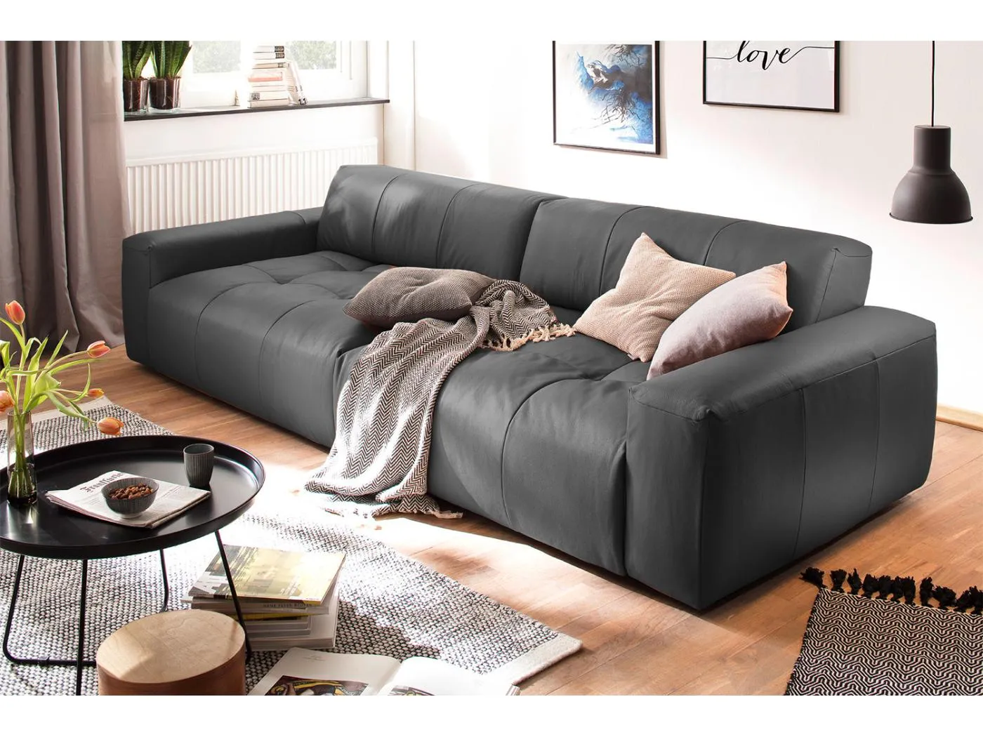 Ledersofa - Schwarz Leder - PALACE