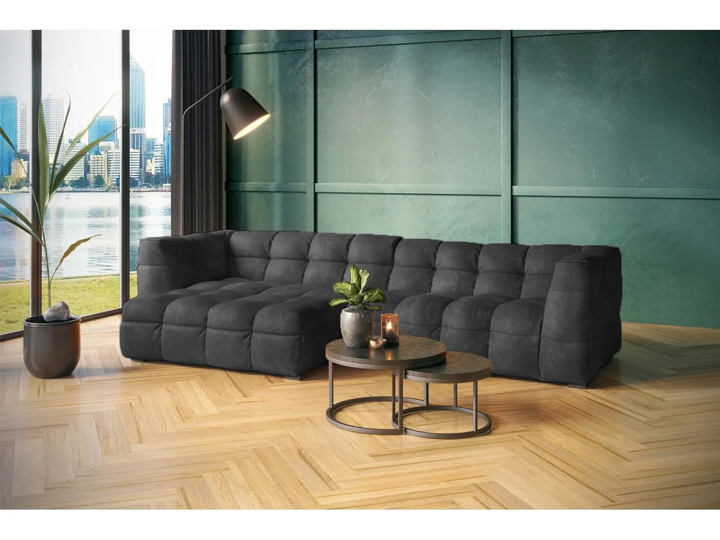 Ecksofa - Anthrazit Velvet - ROSARIO