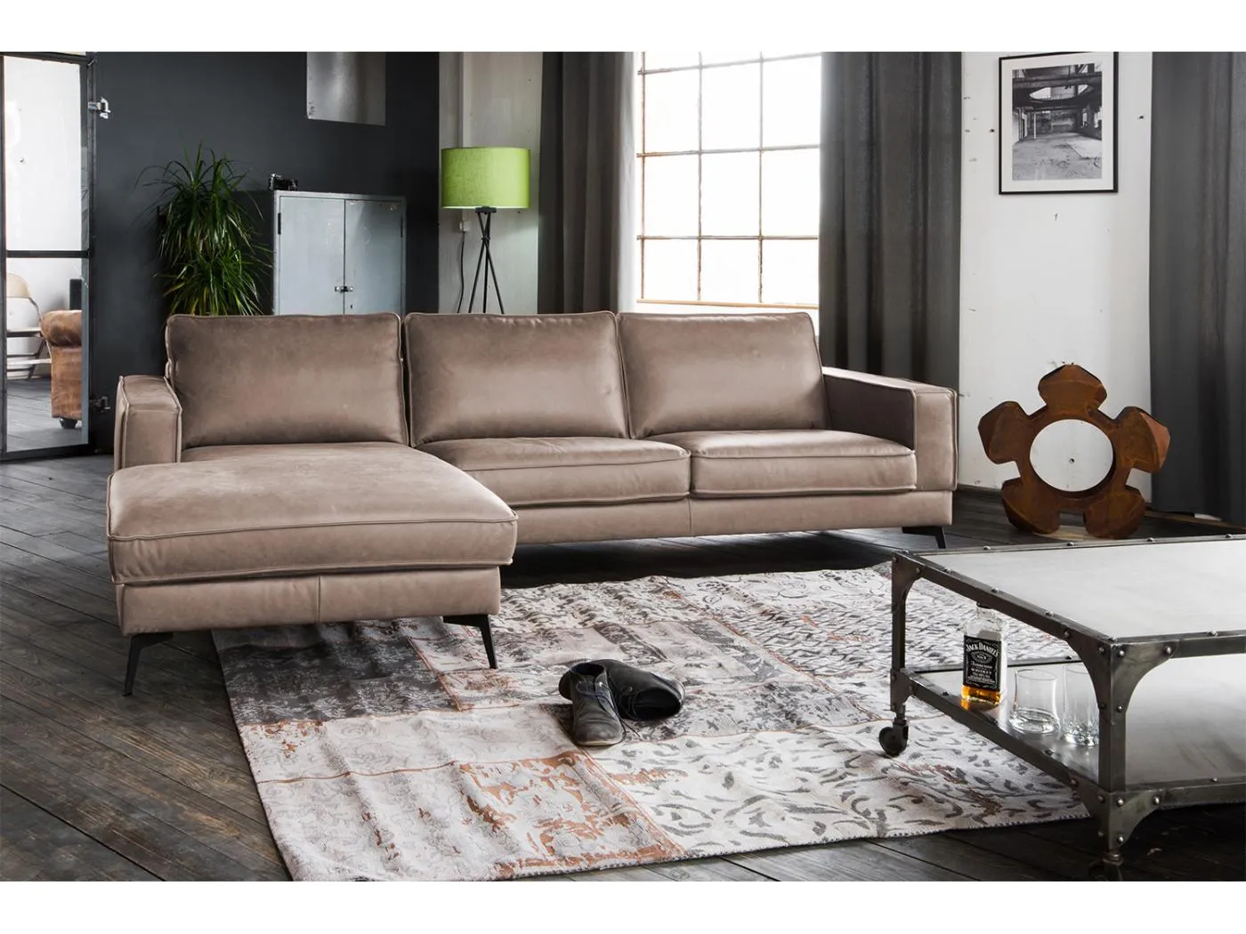 Ecksofa - Taupe Leder - BLOOM
