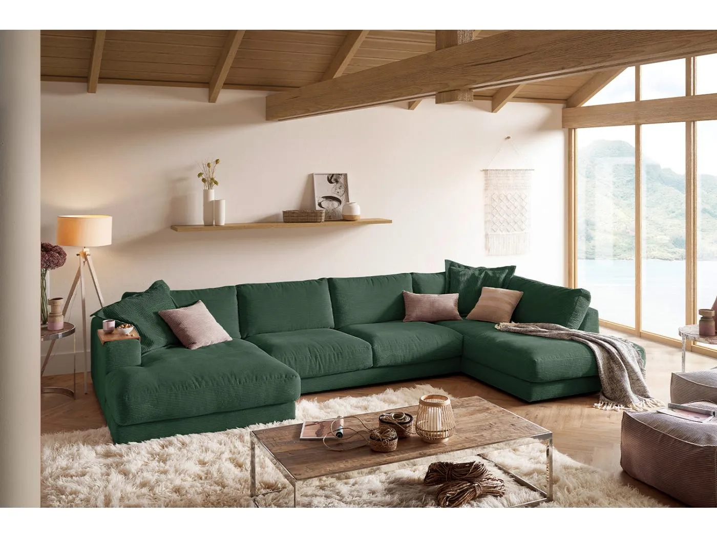 Wohnlandschaft - Smaragdgrün Cord - MADELINE