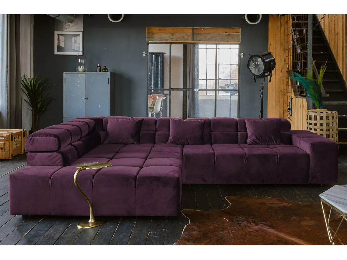 Ecksofa - Violett Velvet - NEVADA