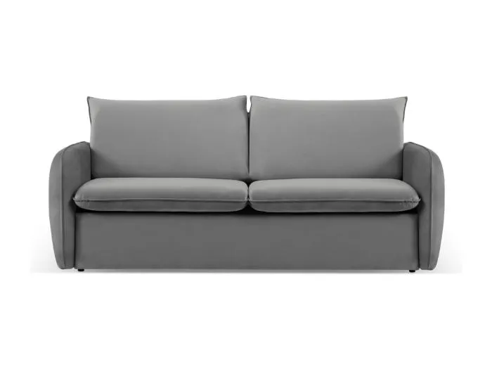 Cosmopolitan Design - 3-Sitzer ausklappbares Sofa "Vienna" aus Samt hellgrau - 214x102x92cm