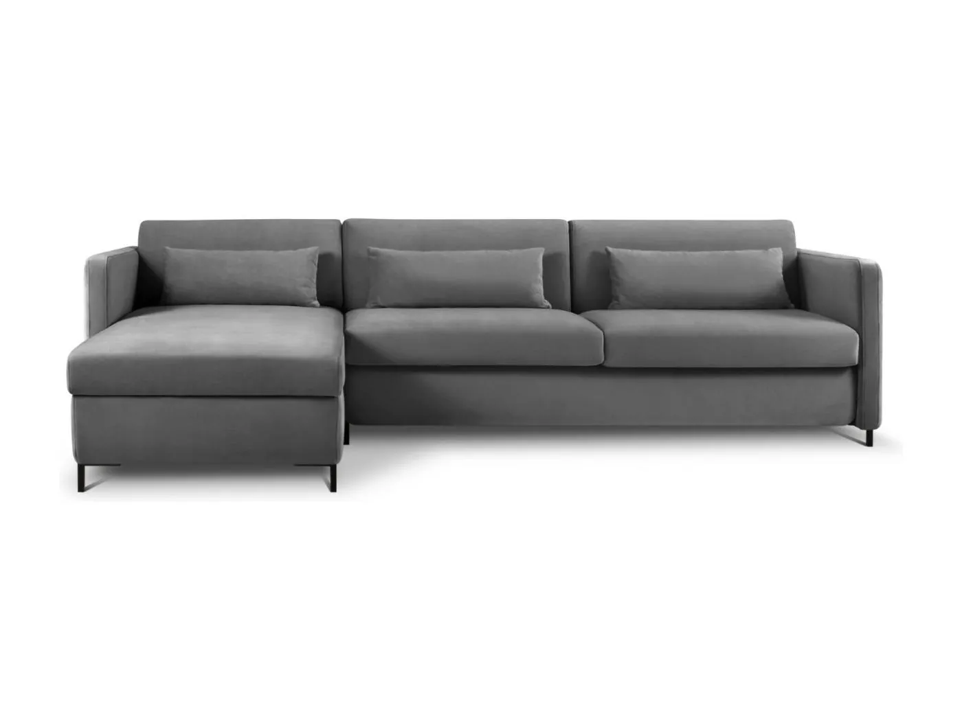 CXL by Christian Lacroix - 5-Sitzer ausklappbares Ecksofa links "Yanis" Sitzer aus Samt dunkelgrau - 280x170x80cm