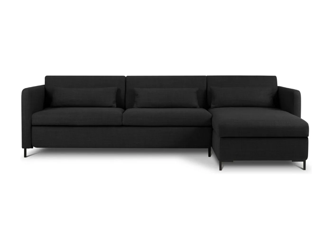 CXL by Christian Lacroix - 5-Sitzer ausklappbares Ecksofa rechts mit Container "Yanis" Sitzer aus strukturiertem Stoff dunkelgrau - 280x170x80cm