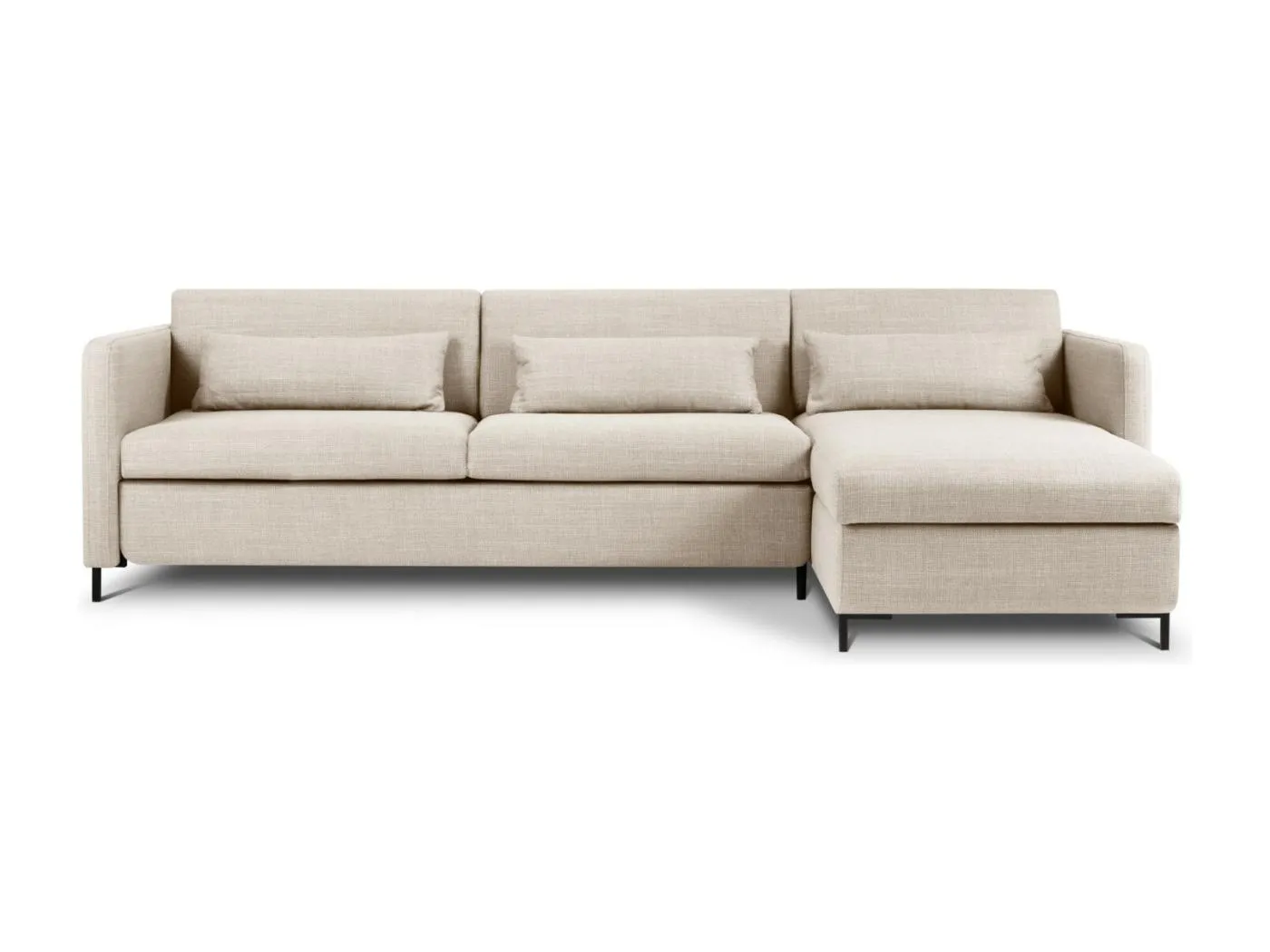 CXL by Christian Lacroix - 5-Sitzer ausklappbares Ecksofa rechts mit Container "Yanis" Sitzer aus strukturiertem Stoff beige - 280x170x80cm