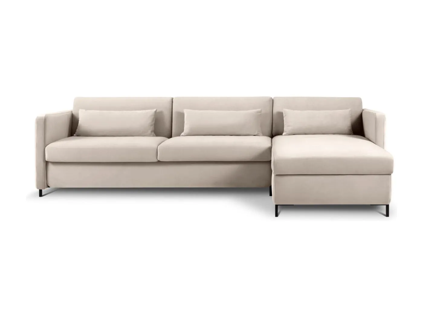 CXL by Christian Lacroix - 5-Sitzer ausklappbares Ecksofa rechts "Yanis" Sitzer aus Samt beige - 280x170x80cm