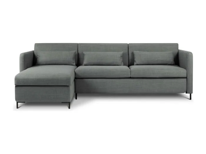 CXL by Christian Lacroix - 4-Sitzer ausklappbares Ecksofa links mit Container "Yanis" Sitzer aus strukturiertem Stoff grau - 260x170x80cm