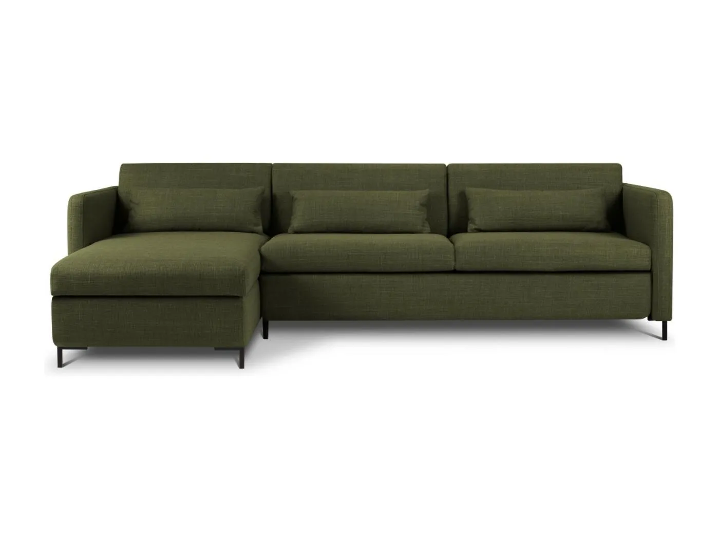 CXL by Christian Lacroix - 5-Sitzer ausklappbares Ecksofa links mit Container "Yanis" Sitzer aus strukturiertem Stoff grün - 280x170x80cm