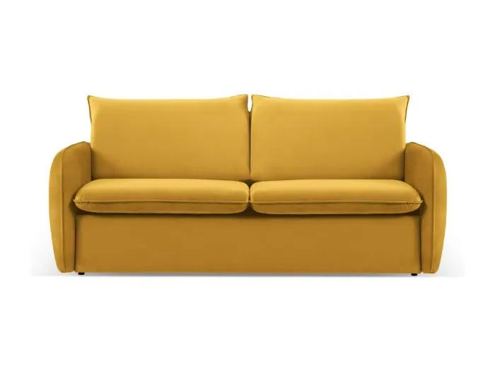 Cosmopolitan Design - 2-Sitzer ausklappbares Sofa "Vienna" aus Samt gelb - 194x102x92cm